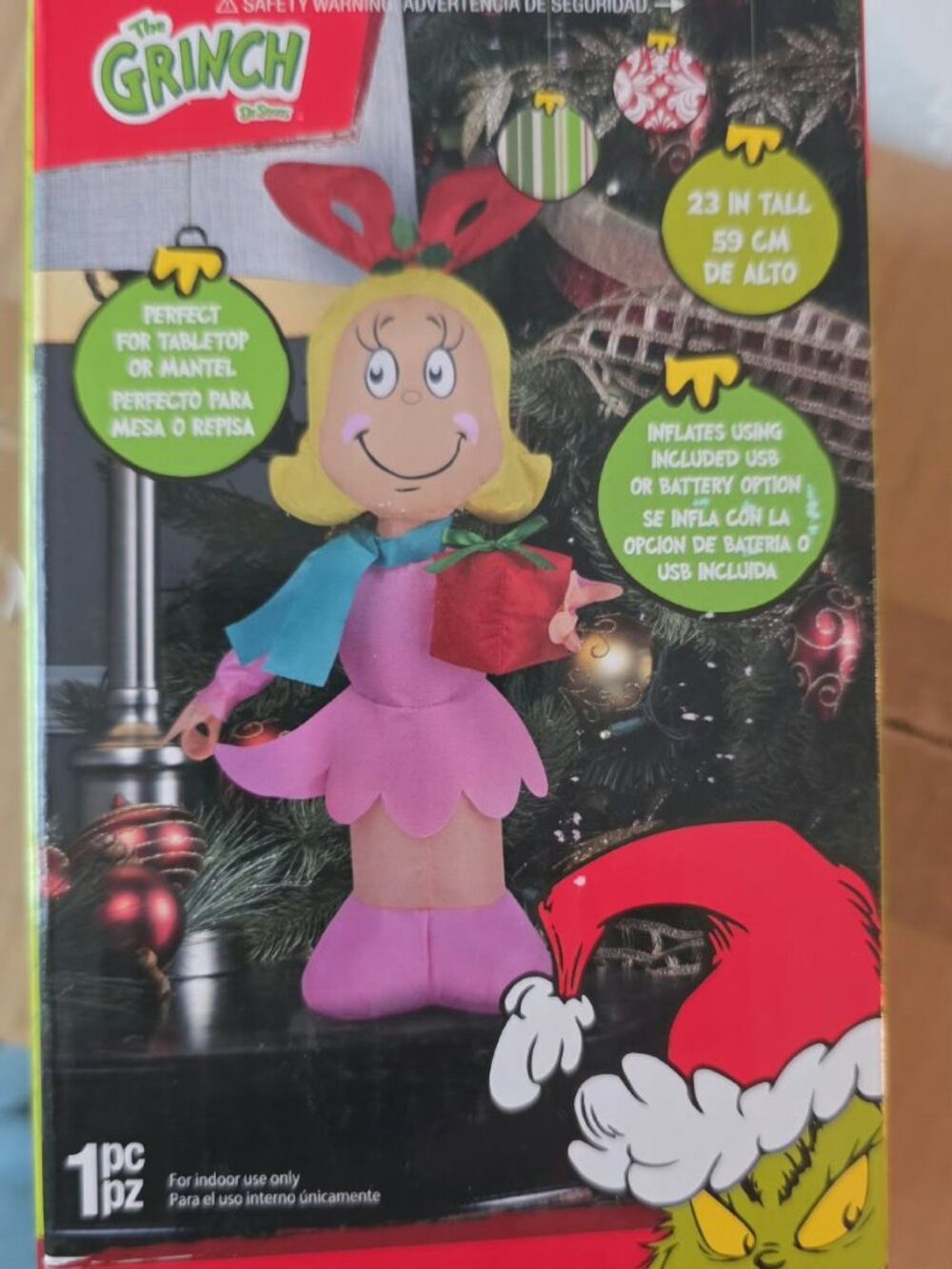 NIB The Grinch Cindy-Lou Who 23" Airdorable Tabletop Airblown Inflatable Holiday
